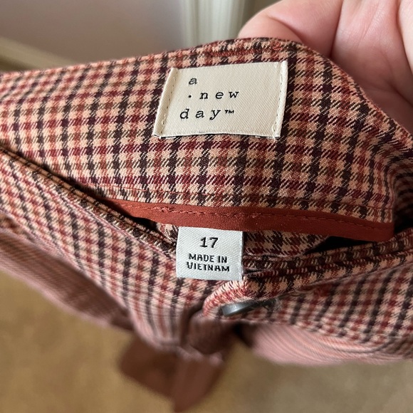 A New Day relaxed fit baggy wide leg trousers, orange and brown plaid, size 17 - Picture 3 of 3